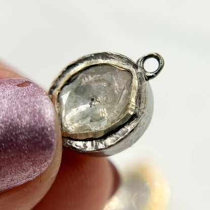DC940A. Polki Diamond & Sterling Silver Small Connector