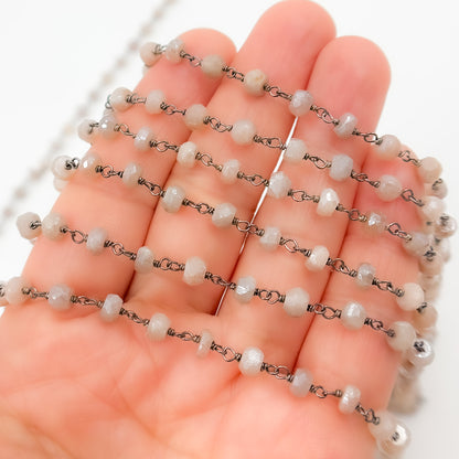 CMS35. Coated��Peach Moonstone Wire Chain