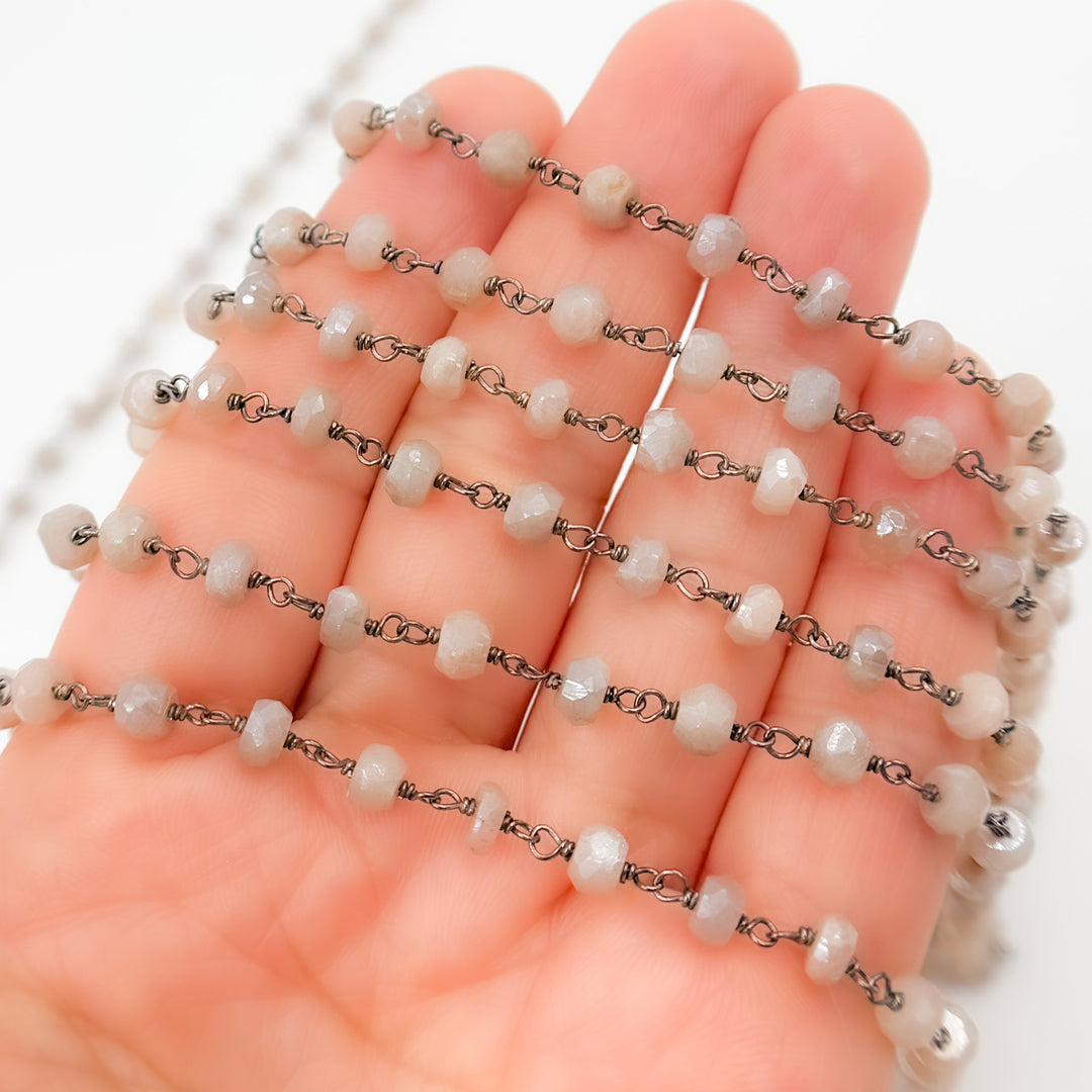 CMS35. Coated Peach Moonstone Wire Chain