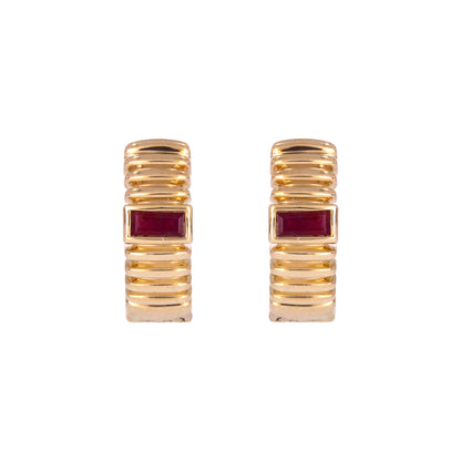 EHZ57170. 14k Solid Gold Gemstone Huggies