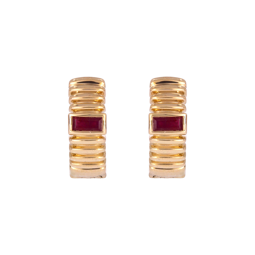 EHZ57170. 14k Solid Gold Gemstone Huggies