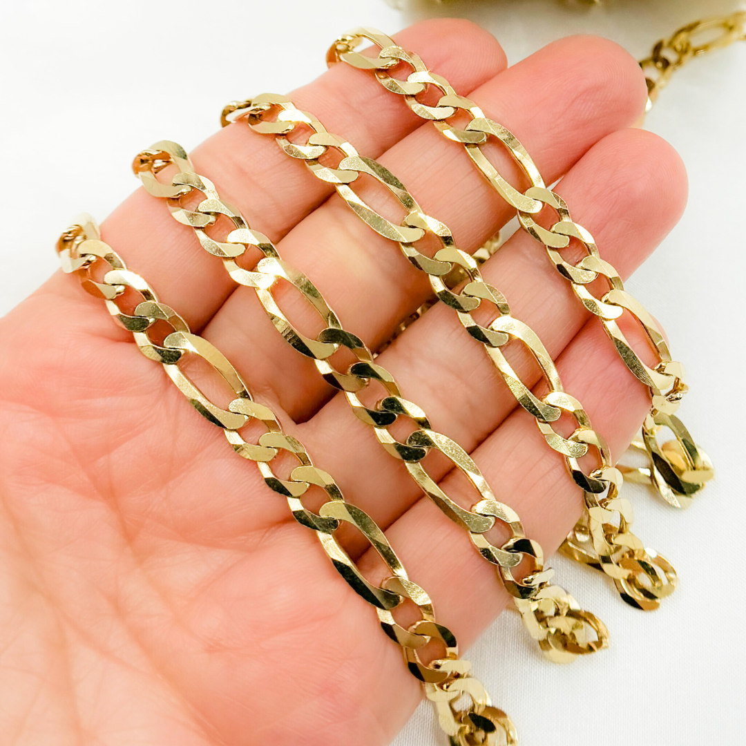 Gold Plated Sterling Silver Flat Figaro Chain