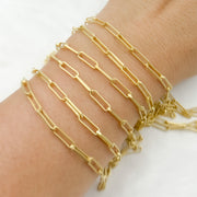 Gold Plated Matte 925 Sterling Silver Flat Paperclip Chain
