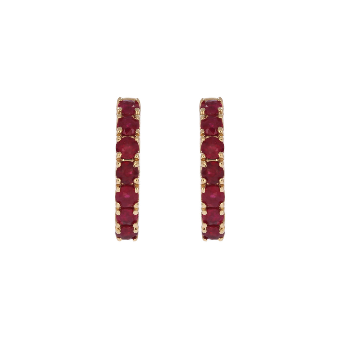 EHZ57608. 14K Solid Gold Gemstone Huggies