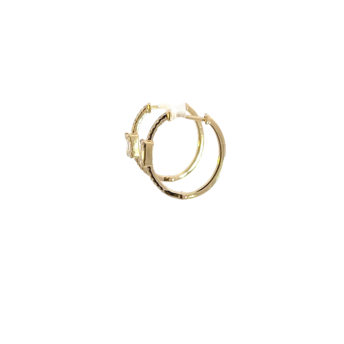 EHG57036. 14k Solid Gold Diamond Baguette Oval Hoops