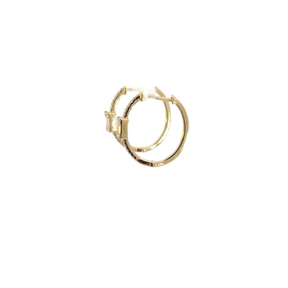 EHG57036. 14k Solid Gold Diamond Baguette Oval Hoops