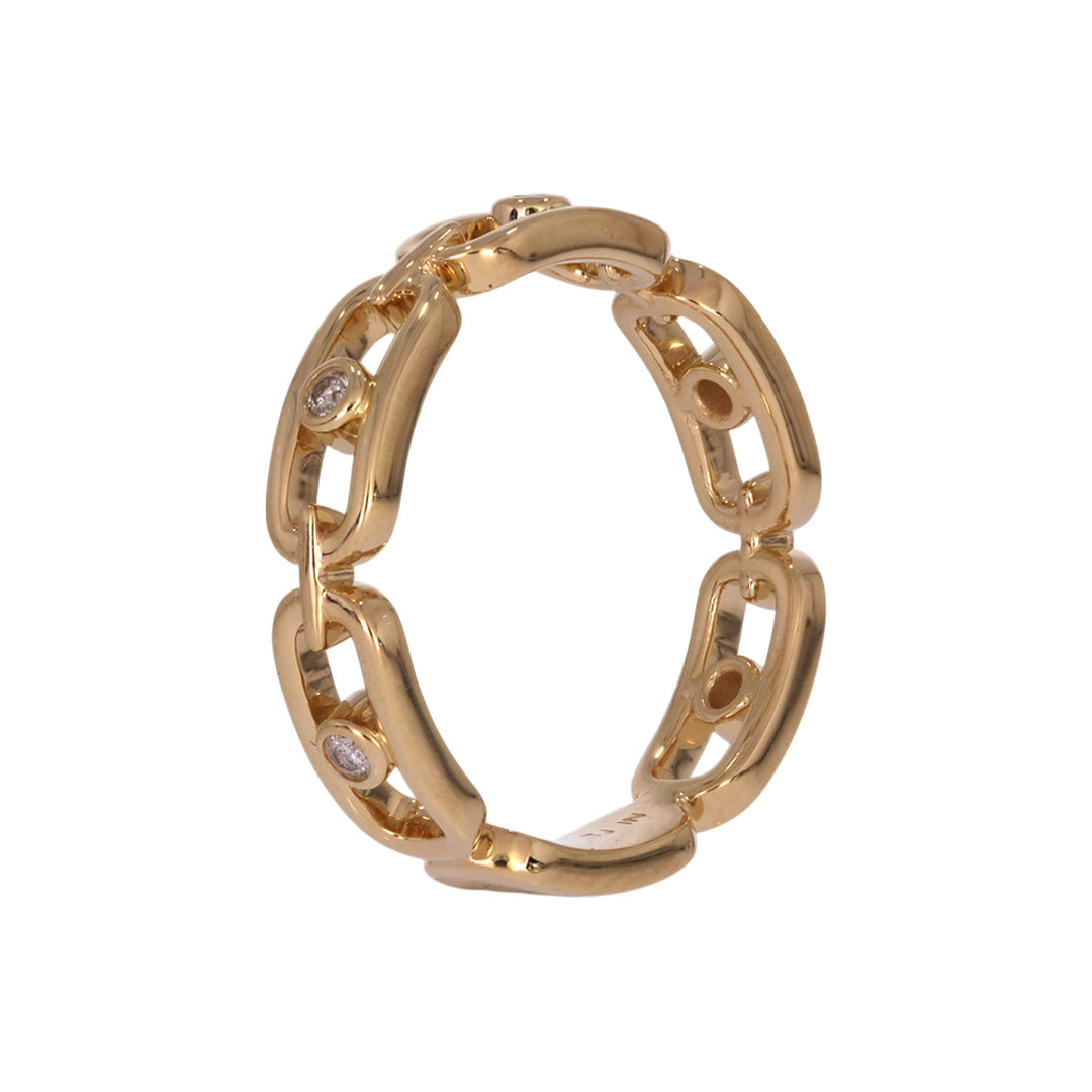 RFA19540. 14k Solid Gold Diamond Chain Ring