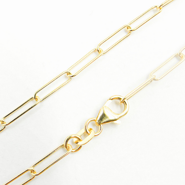 14K Solid Gold Paperclip Necklace
