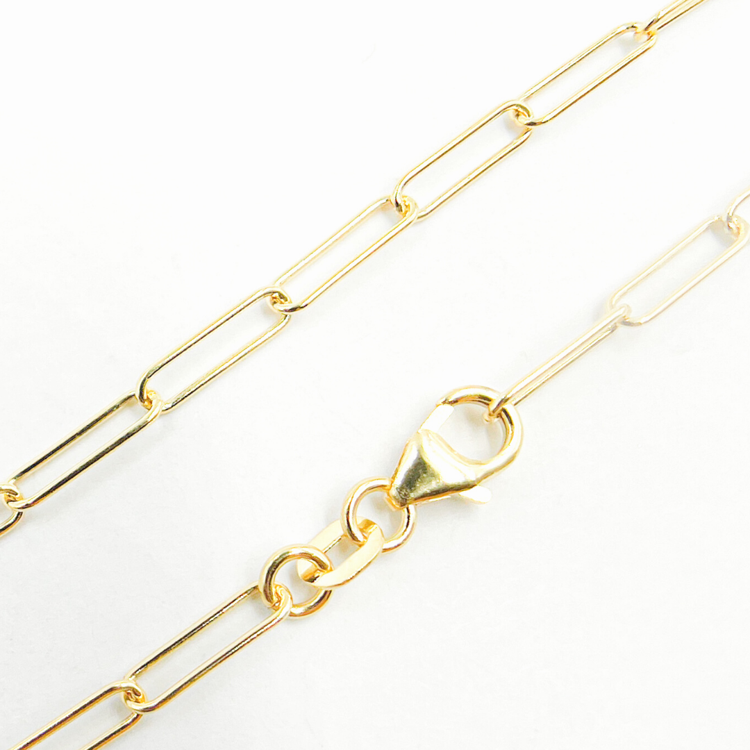 172. 14K Solid Gold Paperclip Necklace