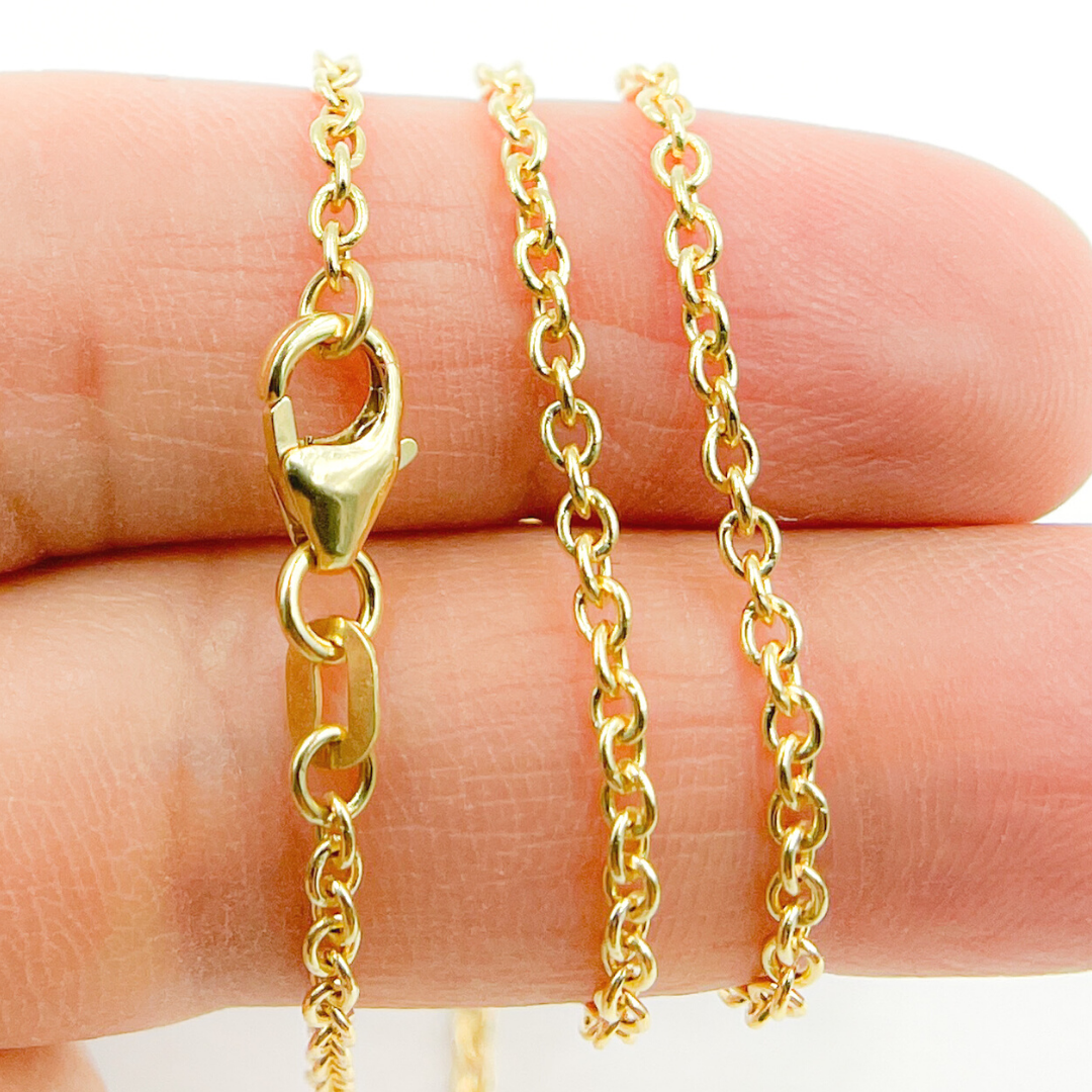 14K Solid Gold Smooth Cable Necklace. 050KF