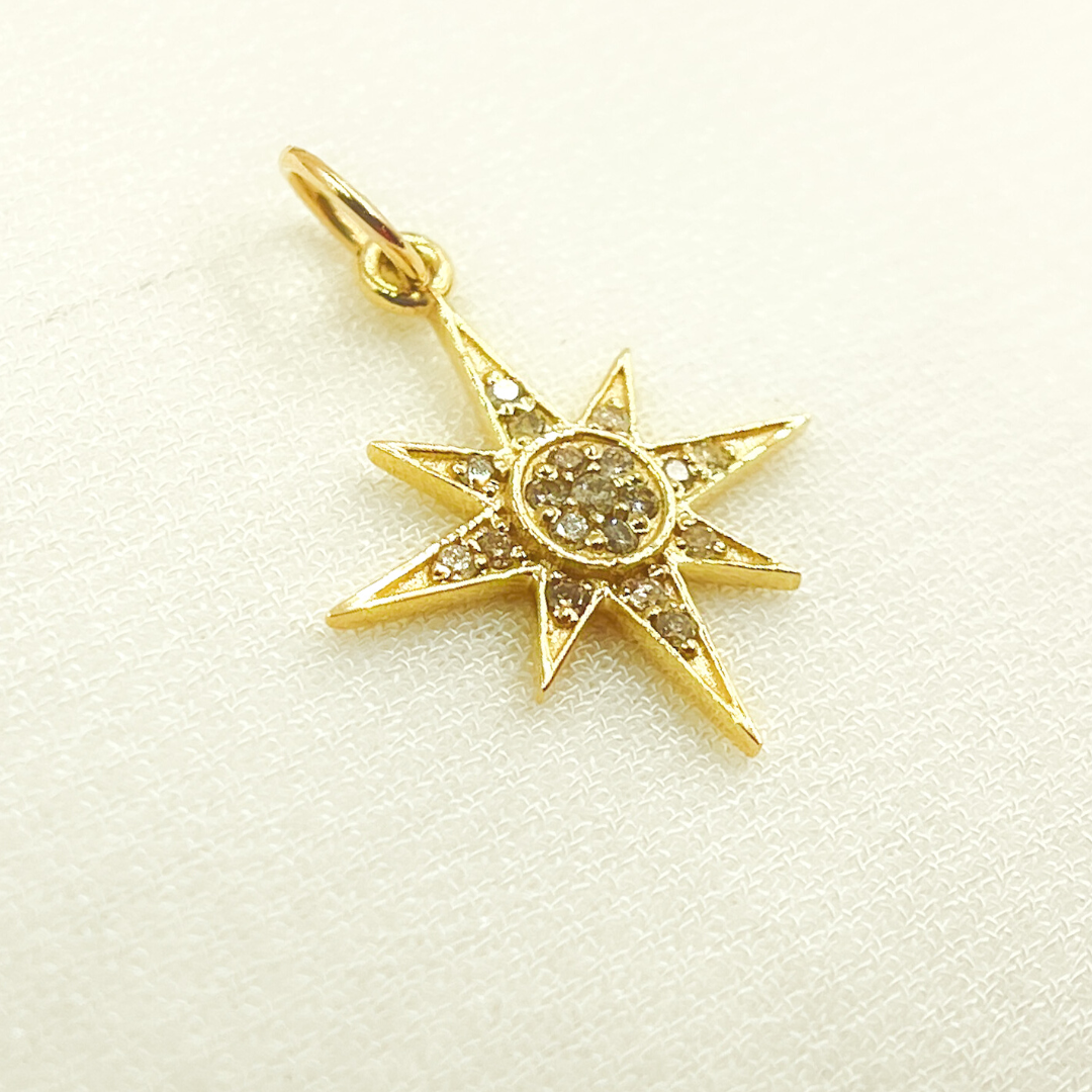 GDP208. 14K Solid Gold Diamond Star Charm