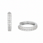 Load image into Gallery viewer, EHC57402. 14K Solid Yellow Gold Diamond Hoop Earrings