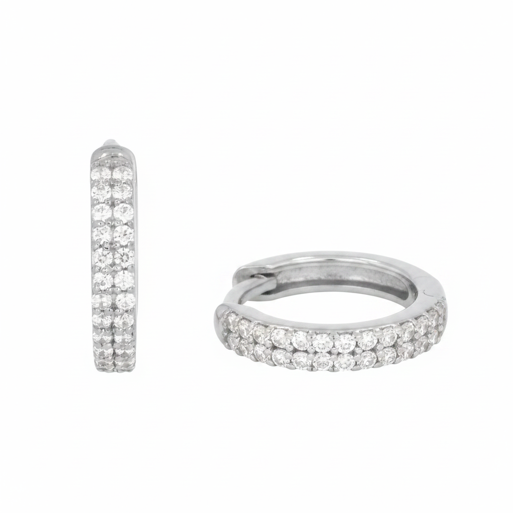 EHC57402. 14K Solid Yellow Gold Diamond Hoop Earrings