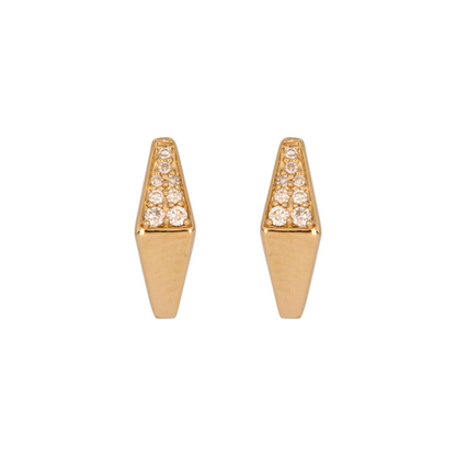 DHE00179. 14K Solid Gold Diamond Rhombus Earrings