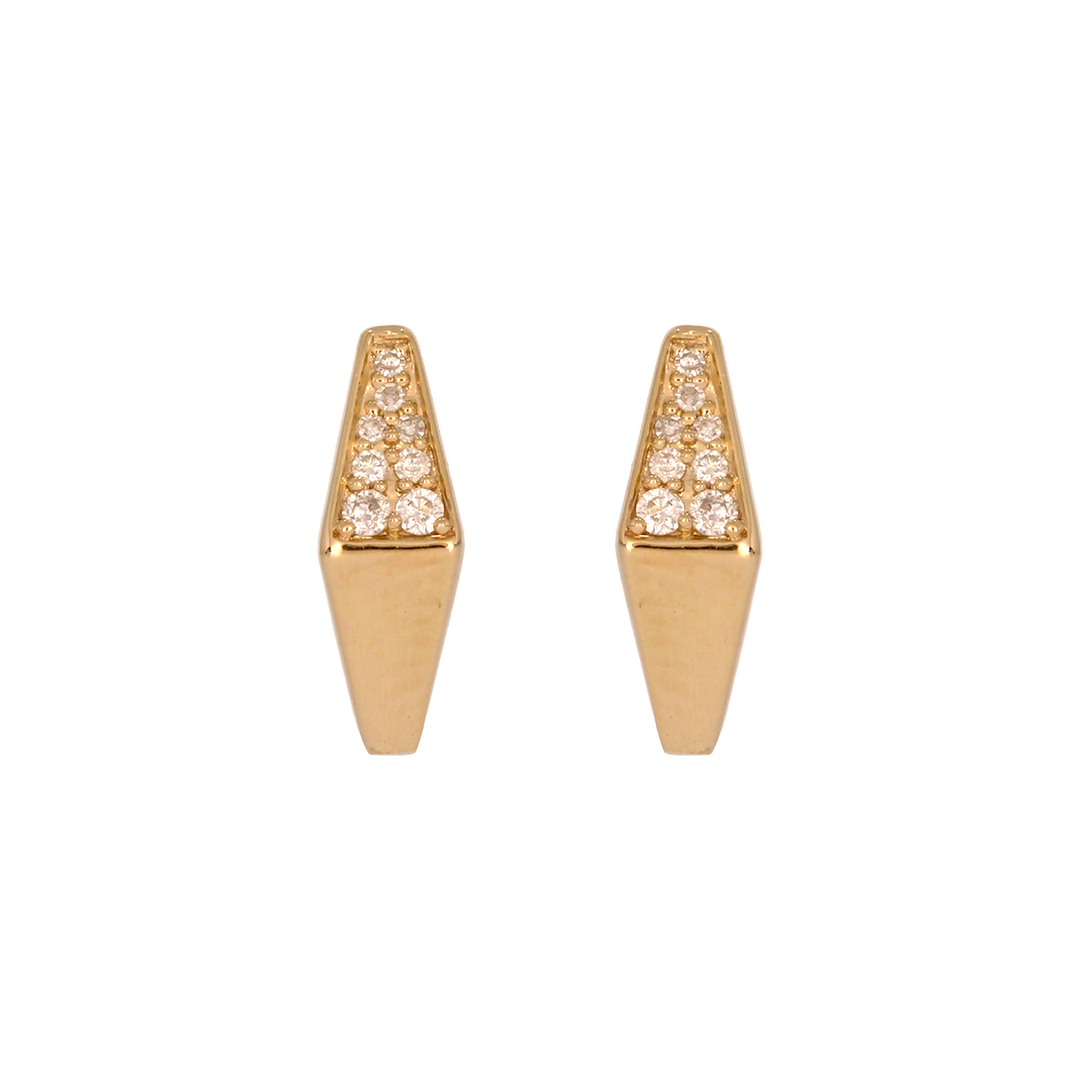 DHE00179. 14K Solid Gold Diamond Rhombus Earrings