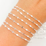 Load image into Gallery viewer, Silver White Color Enamel  Marina Link Chain
