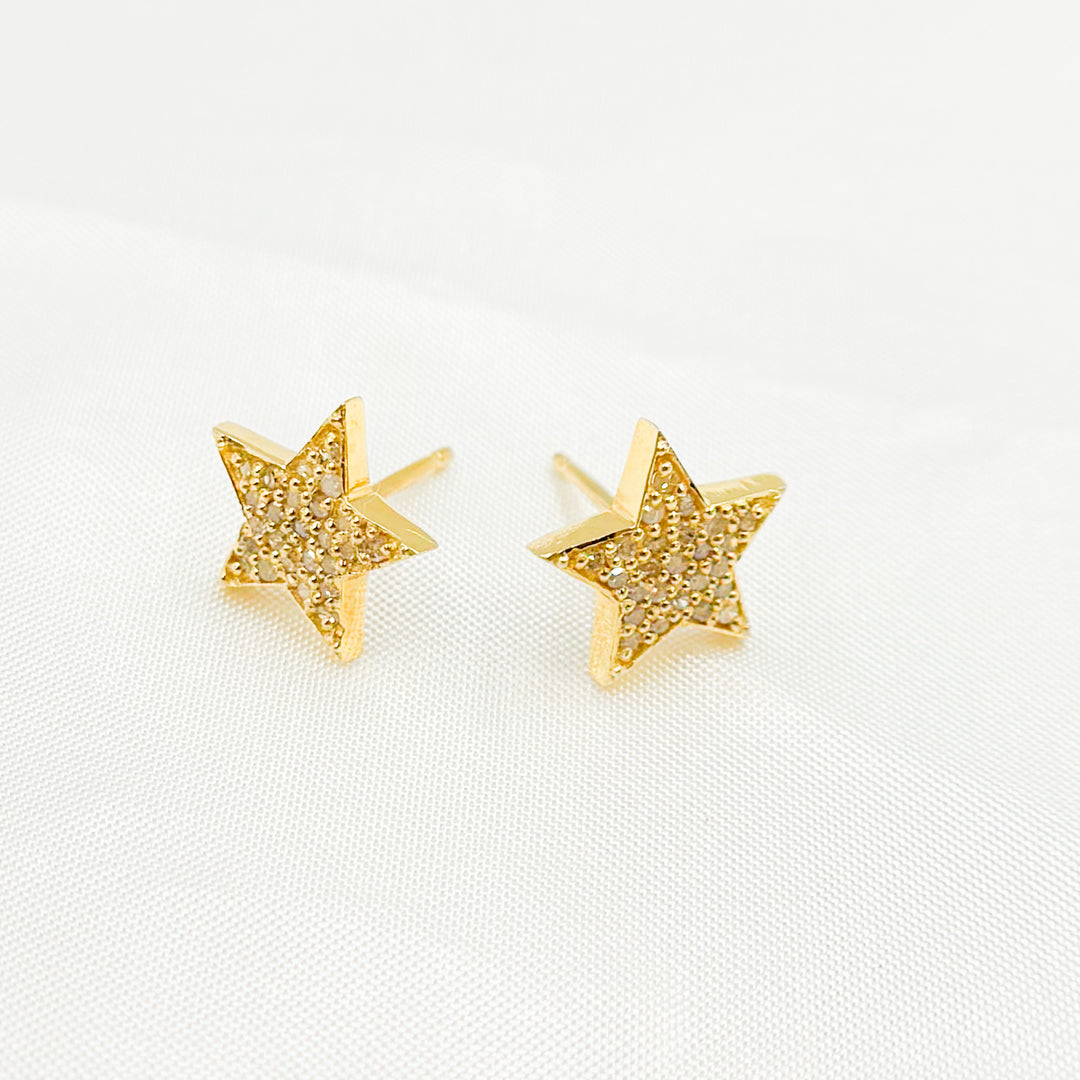 DE035. Diamond Sterling Silver Star Studs