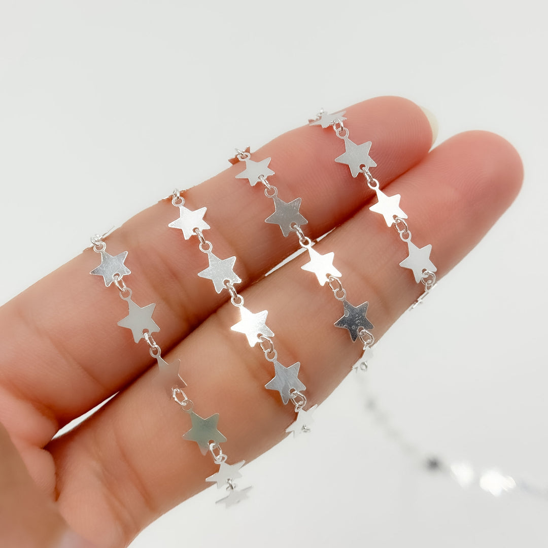 V312SS. 925 Sterling Silver Fancy Star-Link Chain