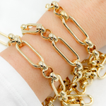 Load image into Gallery viewer, 604GP. Gold Plated 925 Sterling Silver Long and Short Link Chain