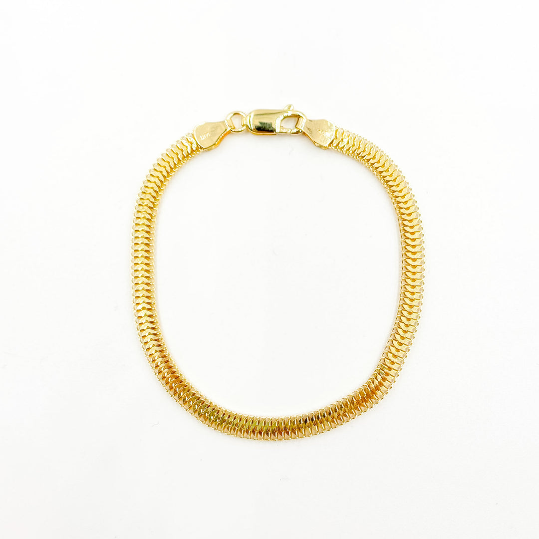 390J02RUMBABR. 14K Solid Gold Flat Snake Bracelet
