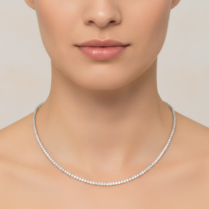NFS71713. 14K Solid Gold Diamond Tennis Choker Necklace