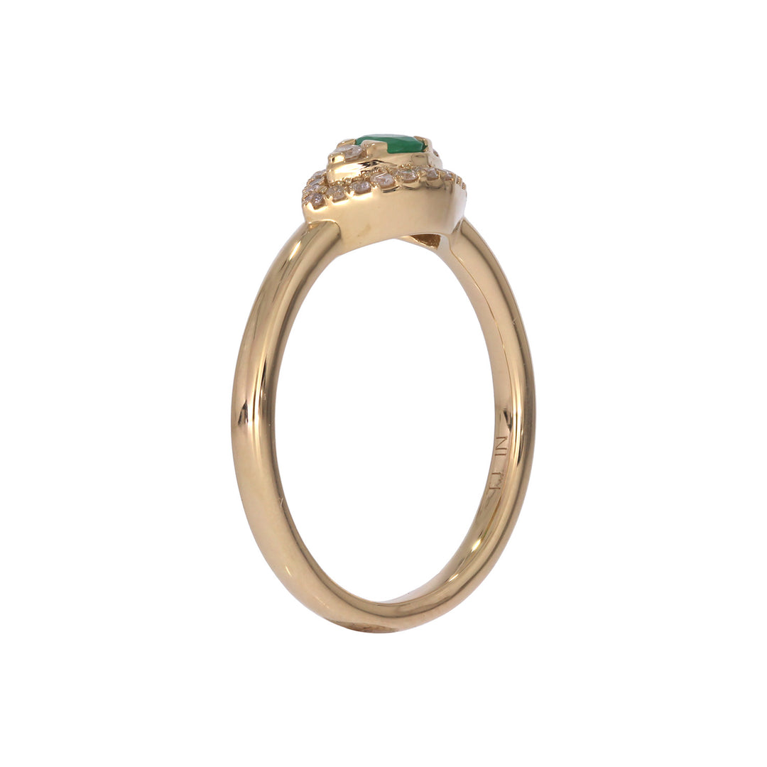 RFB17775EM. 14k Solid Gold Diamond and Emerald Eye Ring