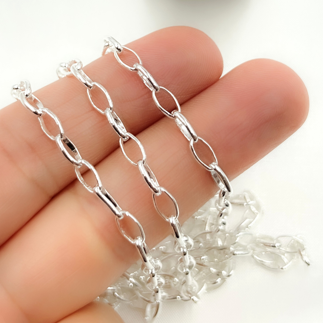 V21SS. Sterling Silver Smooth Oval Link Chain