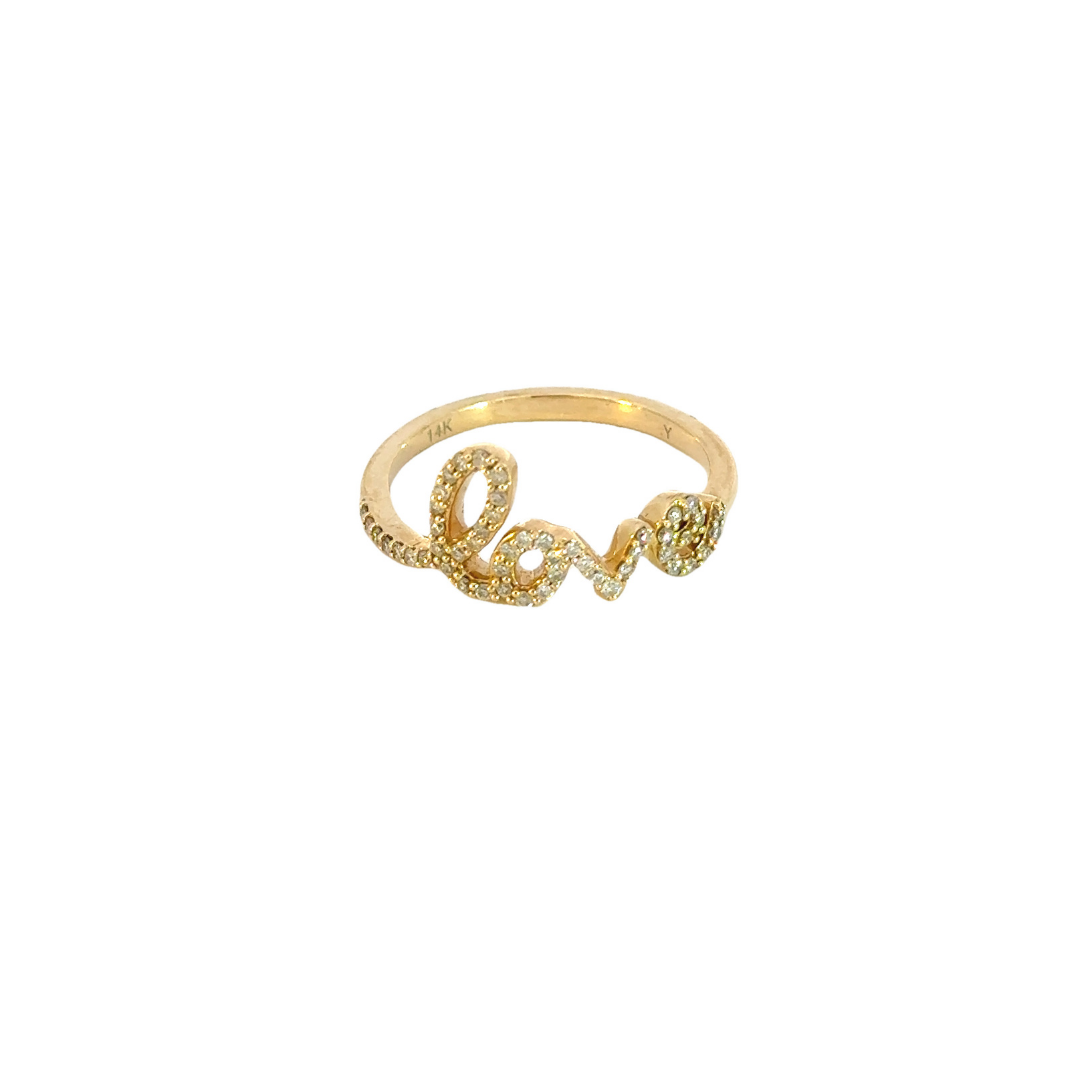 14K Solid Gold Love Word Ring. RFE17924