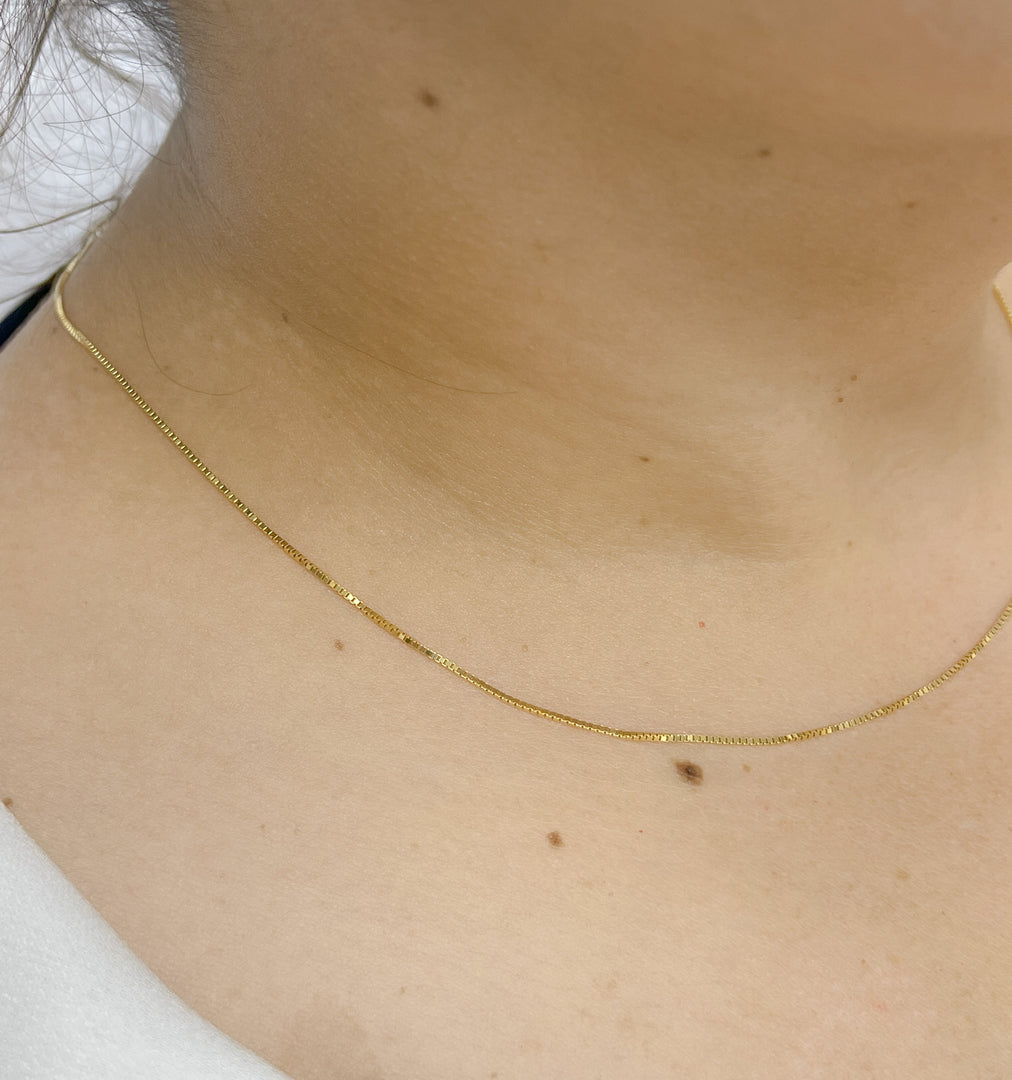 058VED. 14K Solid Gold Link Box Chain