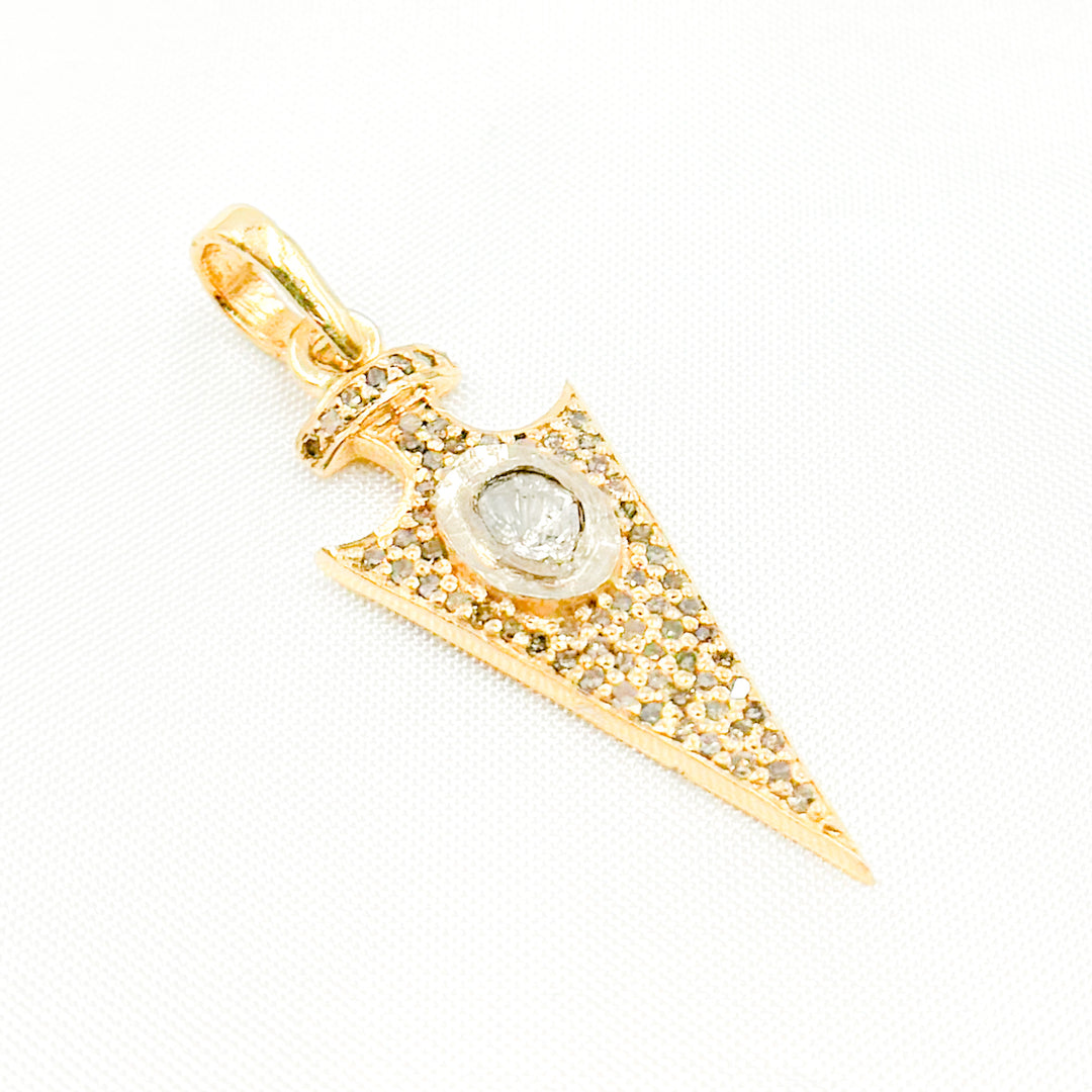 DP135. Diamond Silver Arrowhead Pendant with Polki Diamond