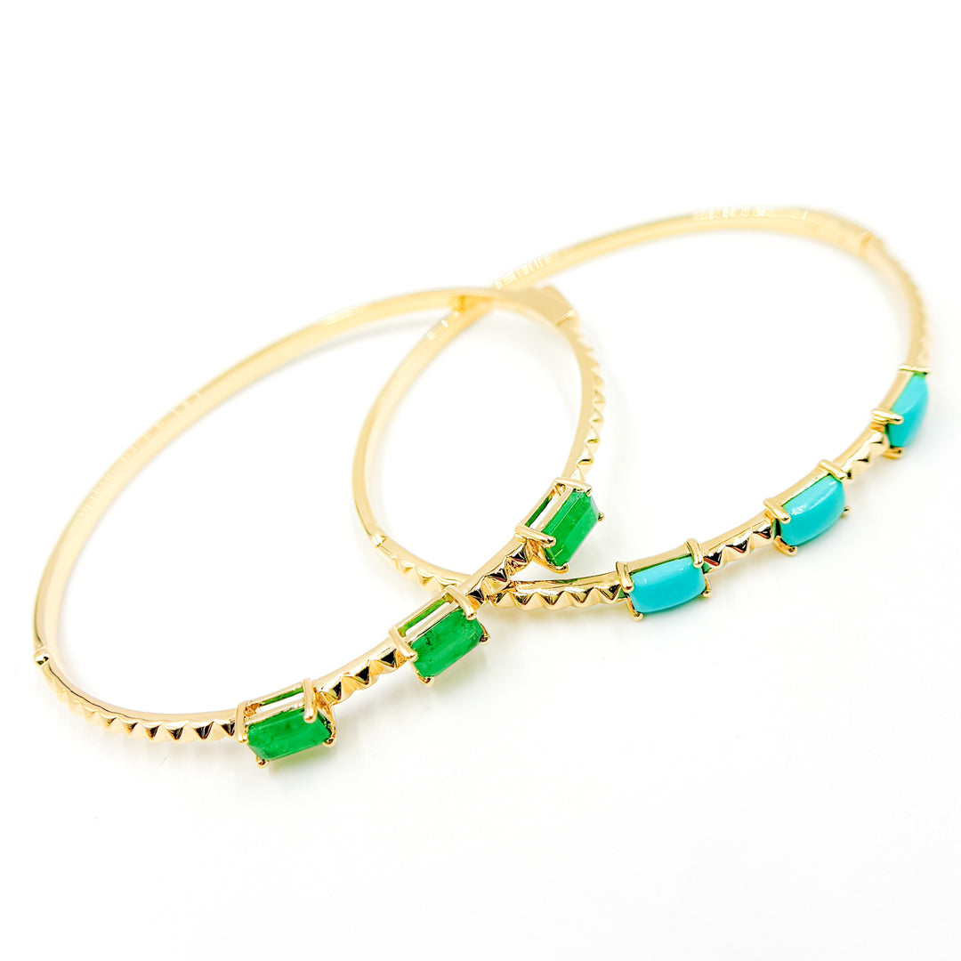 CB96494. 14K Solid Gold Gemstone Bangle