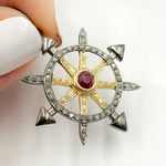 Load image into Gallery viewer, DP736. Diamond Sterling Silver Round Arrow Pendant with Gemstone
