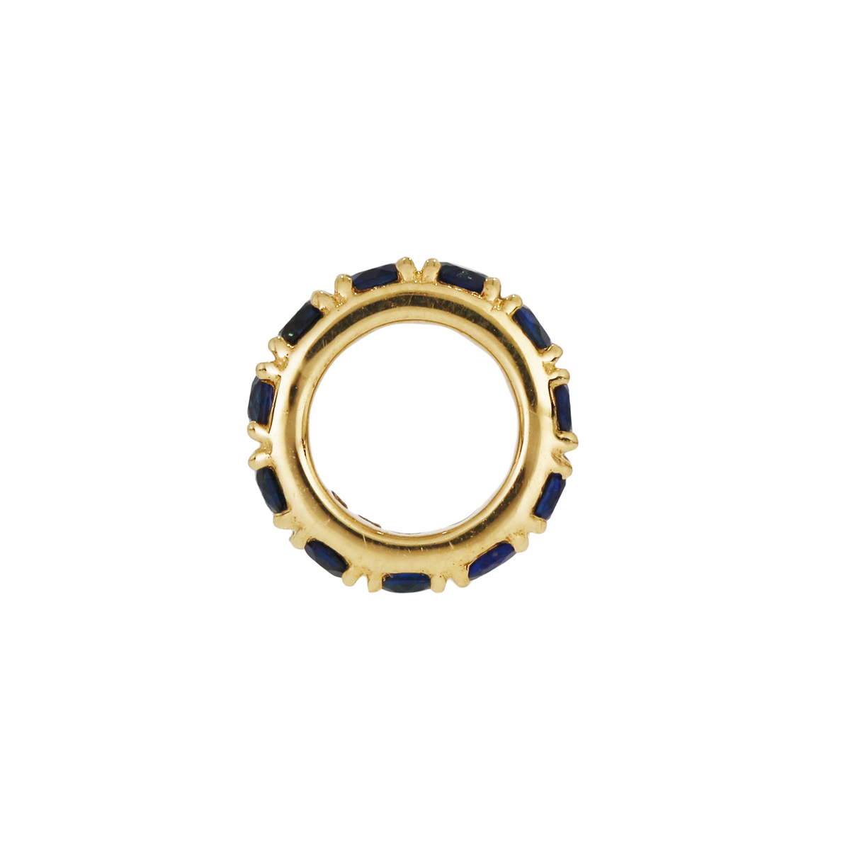 14K Solid Gold Gemstone Round Ring Slider