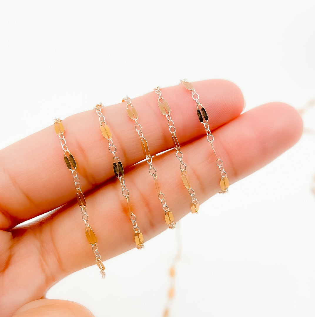 XM/1003HD/SPTT. 14K Gold-Filled and Silver Flat Marina Cable Link Chain