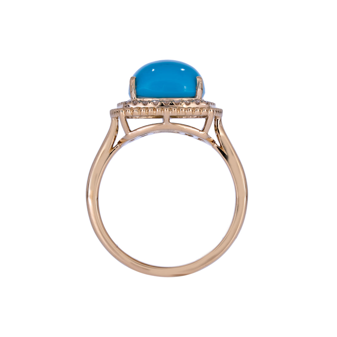 CR97304TQ9X9. 18K Solid Gold Diamond & Turquoise Ring