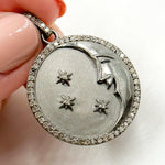 Load image into Gallery viewer, DP722. Diamond Sterling Silver Moon &amp; Star Round Pendant
