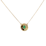 Load image into Gallery viewer, 14k Solid Gold Emerald and Diamond Charm Necklace. CN96236EM
