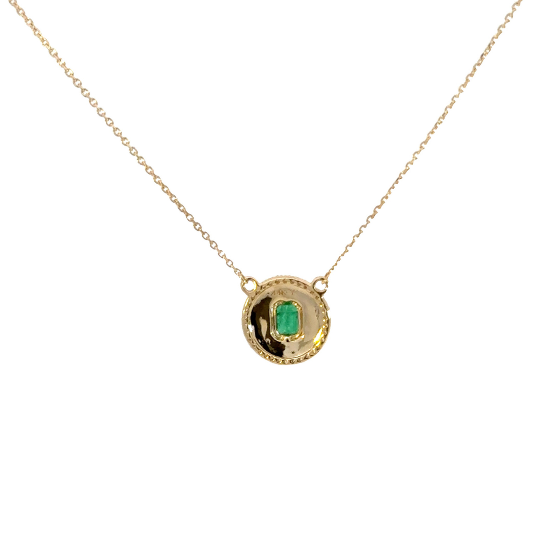 14k Solid Gold Emerald and Diamond Charm Necklace. CN96236EM