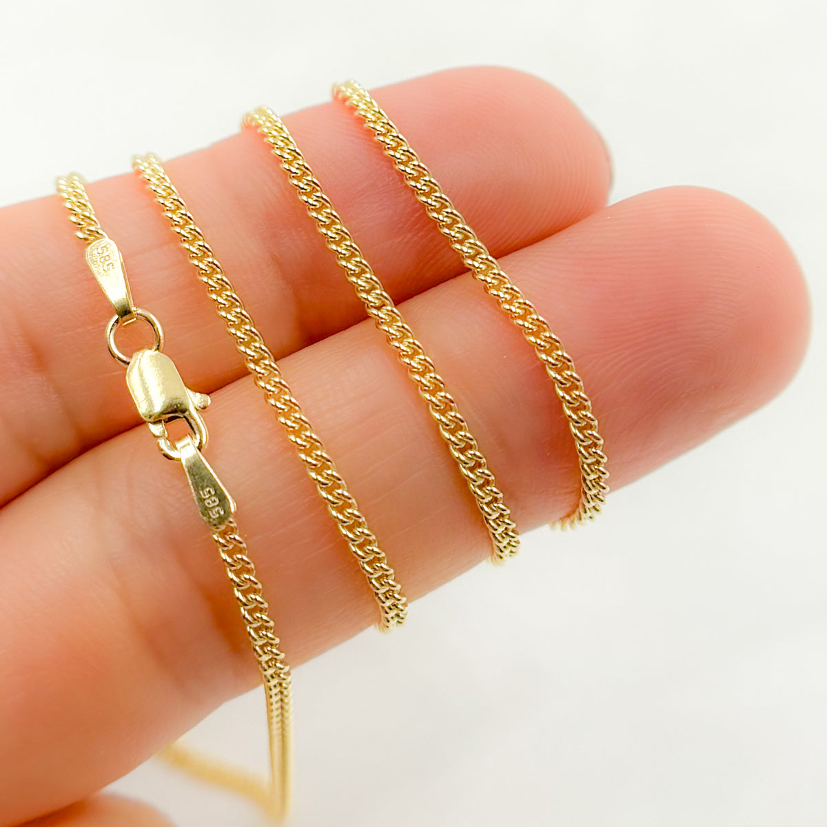 14K Solid Gold Smooth Curb Link Chain