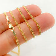 14K Solid Gold Smooth Curb Link Chain