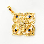 Load image into Gallery viewer, DP298. Diamond &amp; Sterling Silver Flower Pendant with Gemstone
