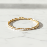 Load image into Gallery viewer, BR406996. 14K Solid Gold Natural Diamond Baguette Tennis Bracelet