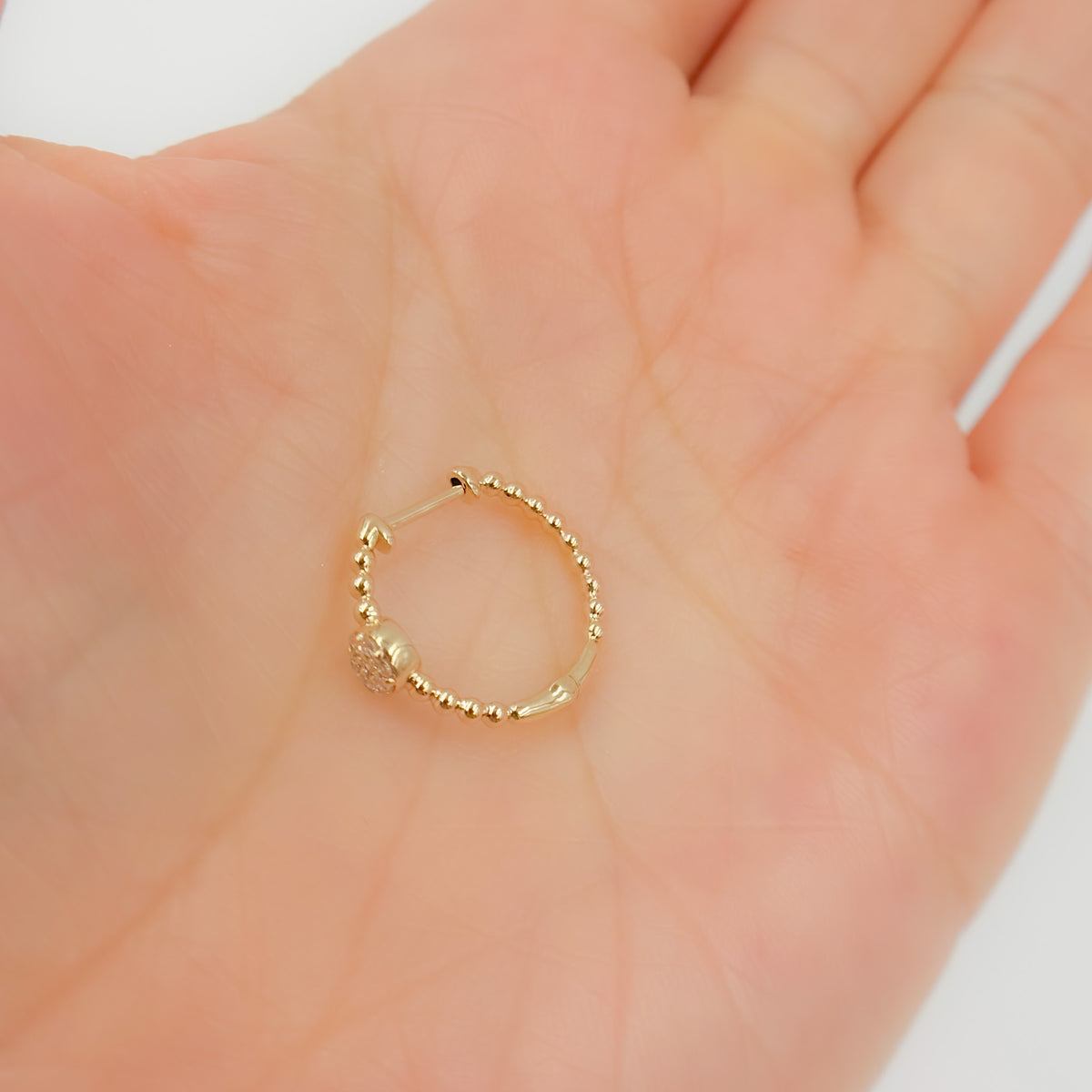 Buy 14K Solid Yellow Gold Diamond Hoop Earrings