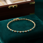 Load image into Gallery viewer, BFH60606TQ. 14K Solid Gold Diamond and Turquoise Fancy Bracelet