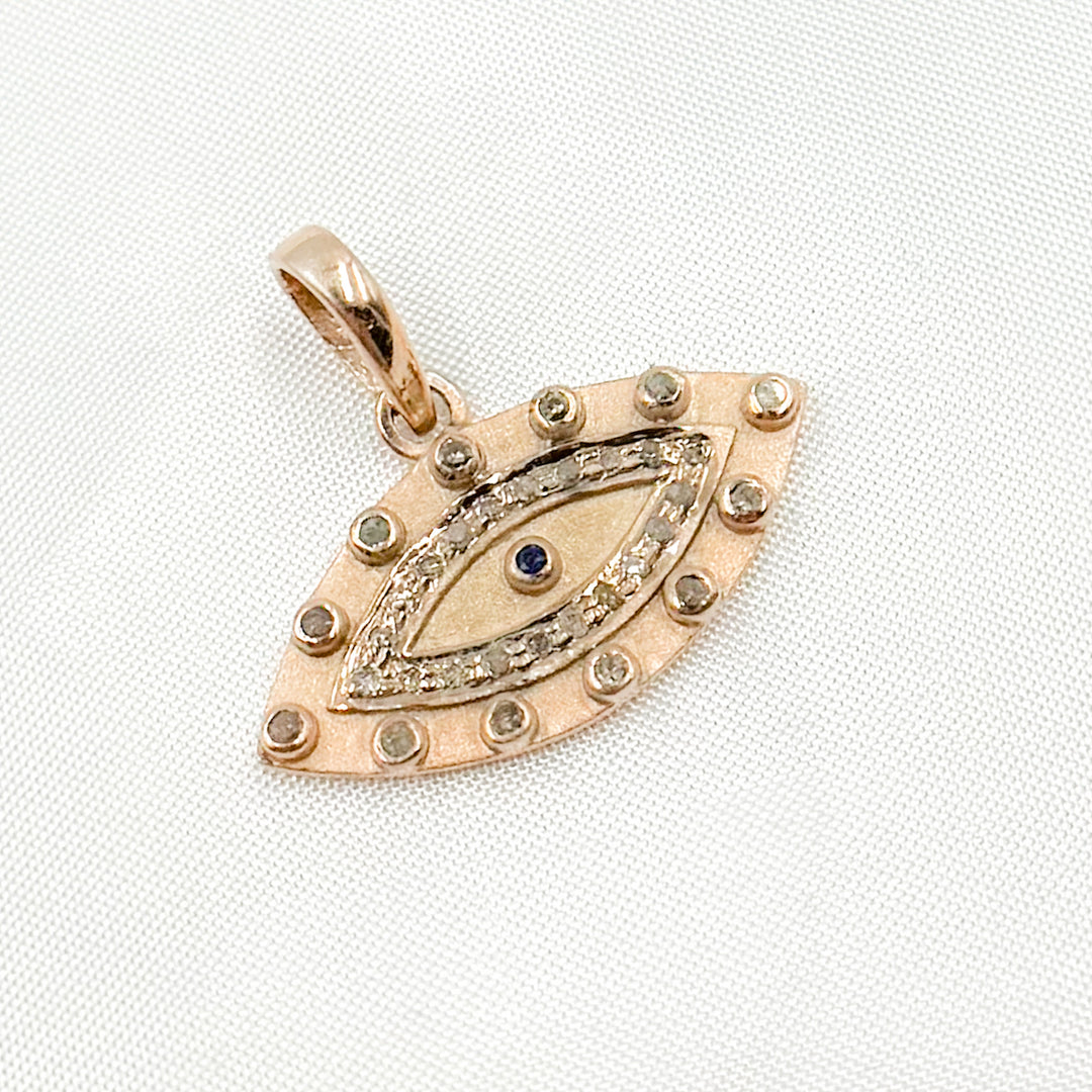 DP319. Diamond Sterling Silver Eye Pendant with Gemstone