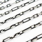 Load image into Gallery viewer, Z119SBDC. Black Rhodium and White Sterling Silver Paperclip Diamond Cut Cable Chain