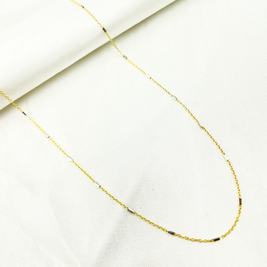 025R02E2CNP0B8L. 14k Solid Gold Tube Satellite Two Tone Chain