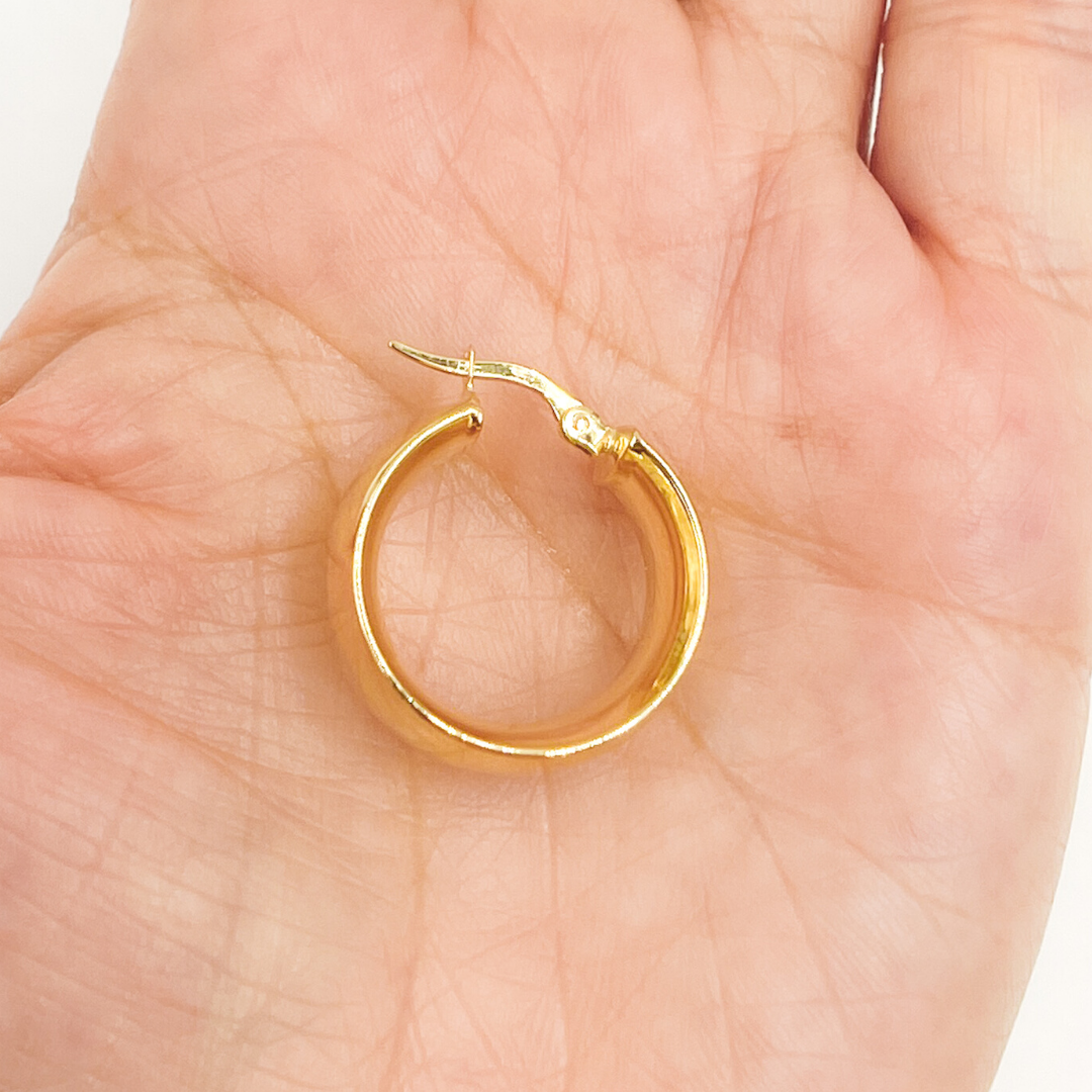 GER94. 14K Solid Gold Smooth Hoop Earrings