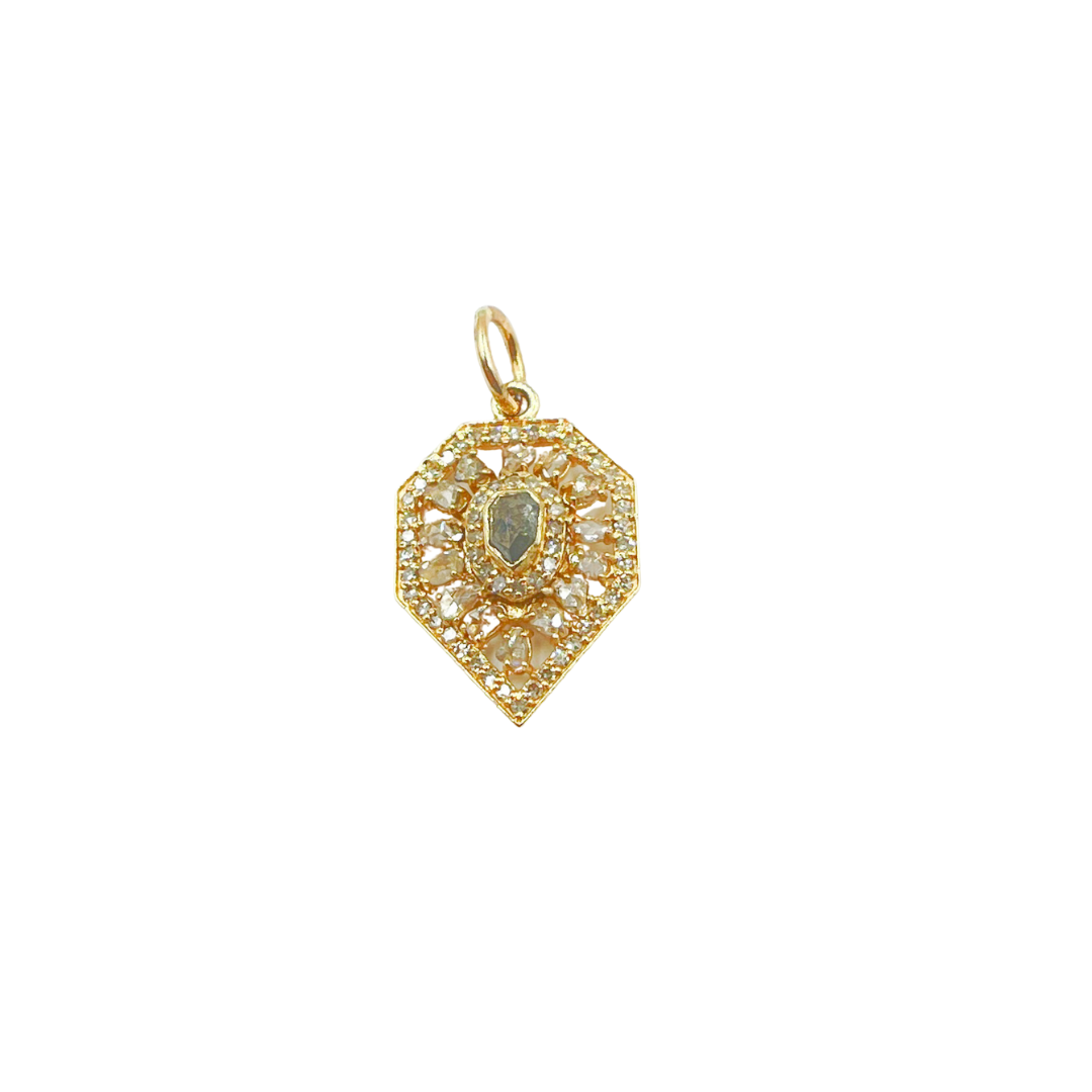 14K Solid Gold Charm Diamond Pendant with Diamonds. KG74