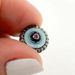 Load image into Gallery viewer, DC142A. Diamond Sterling Silver Round Enamel Bead with Gemstone
